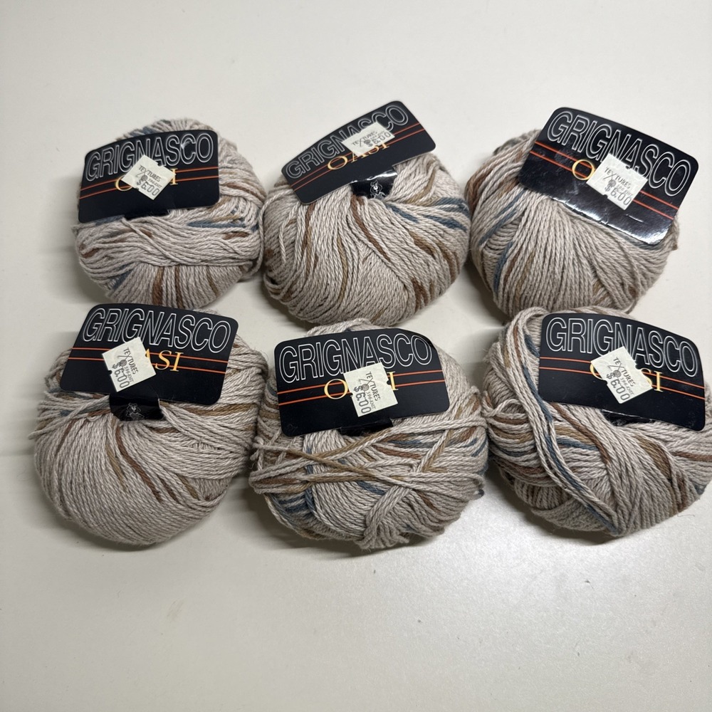 Lot of 6 Balls GRIGNASCO OASI Linen Cotton Blend Color-Shade 062 Made Italy